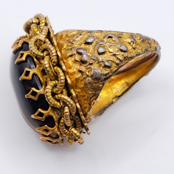 Vintage Miriam Haskell Tigers Eye Cocktail Ring - Picture 8 of 8